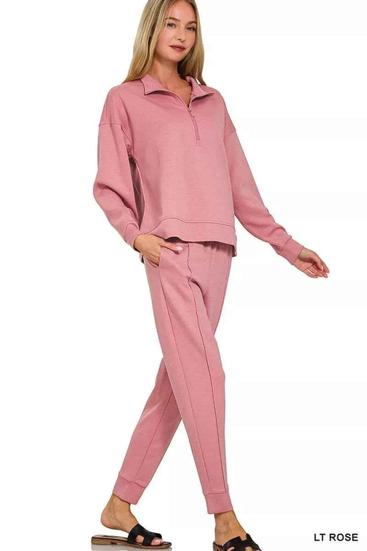Zenana Scuba Half Zip Pullover and Jogger Set 8315a96350704c56ab26d41f7c0e43b5-Max-Origin