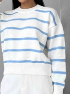 Striped Knit Round Neck Sweater 831f8985-63ef-476a-ba9d-3187a3f96415-Max-Origin