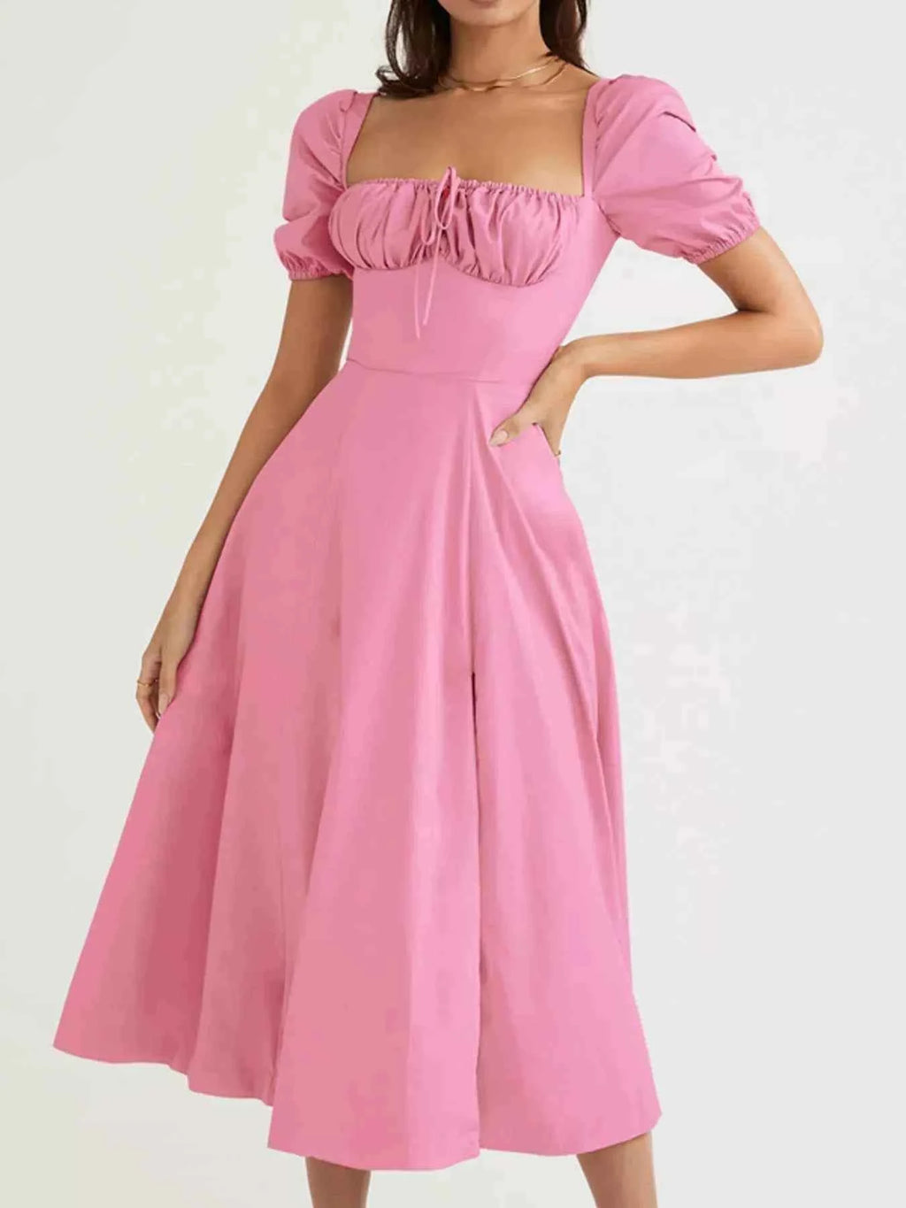 Full Size Slit Short Sleeve Midi Dress Plus Size 832129d8297846558566013876c070f2-Max-Origin