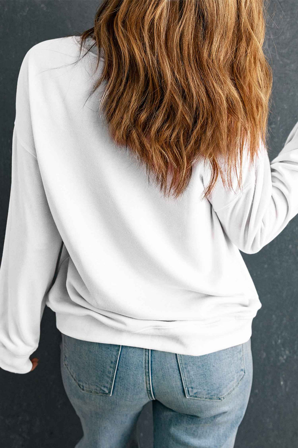 White Christmas Tree Ribbon Bow Printed Drop Shoulder Sweatshirt 833553ae40b4f6c1