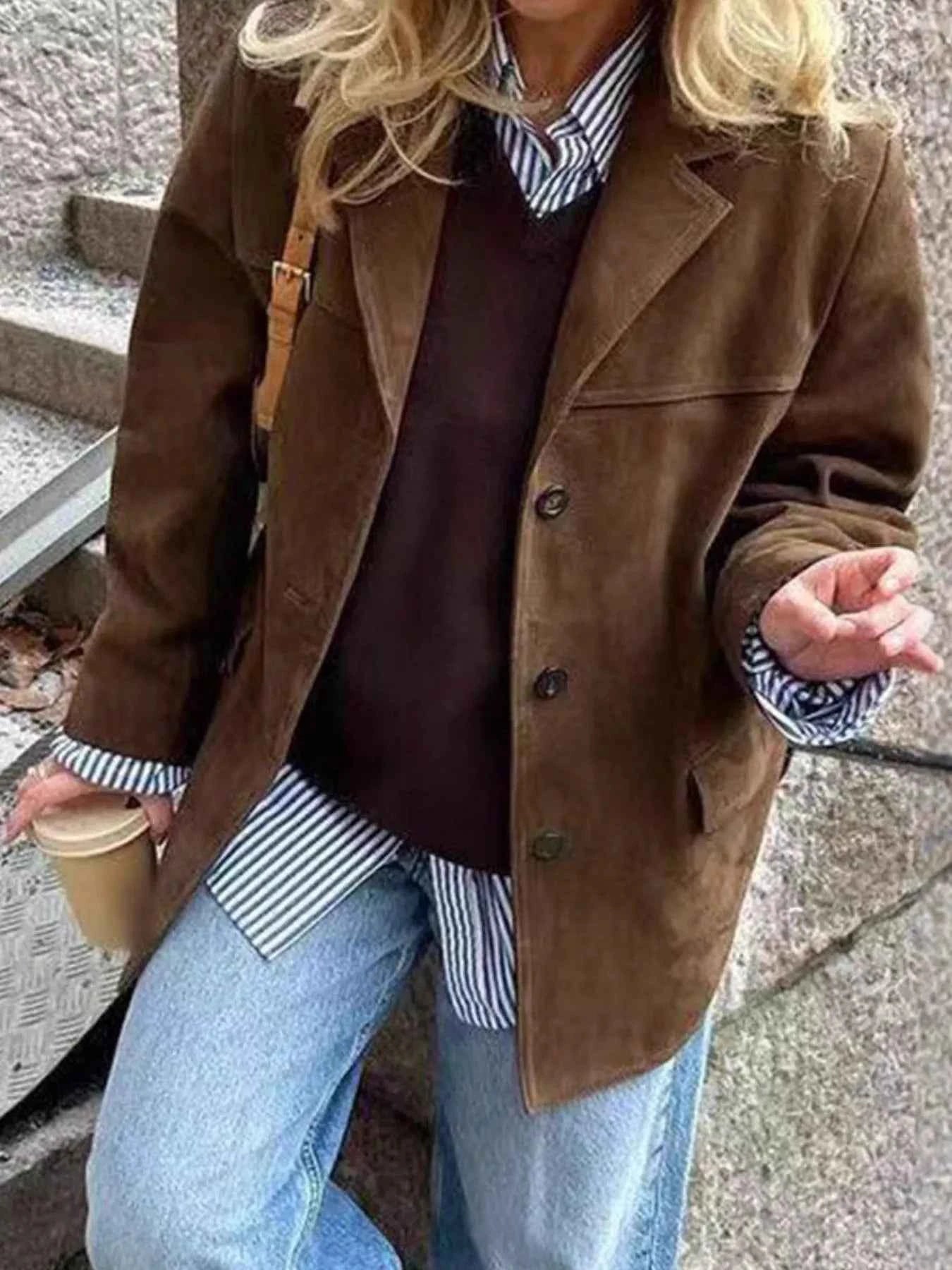 Button Up Long Sleeve Outerwear Brown 8335cb90-80d0-4e06-be38-be05febade84-Max-Origin