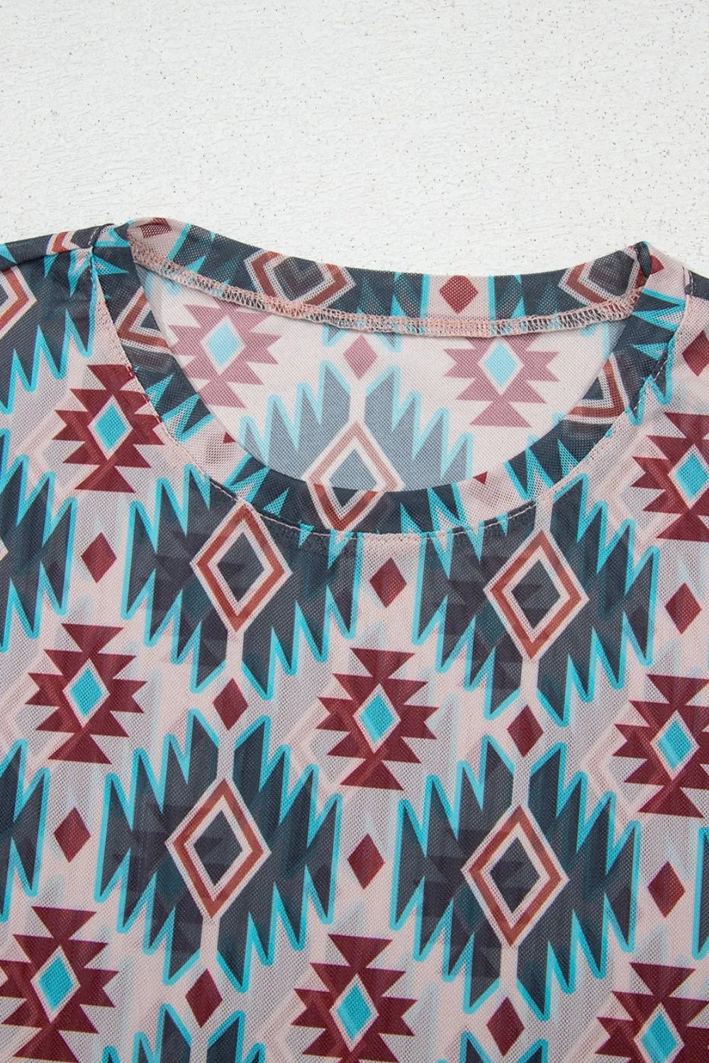 Western Aztec Print Mesh Slim T Shirt 83457703-0cc2-4a77-aa5a-100f12c6a214-Max-Origin