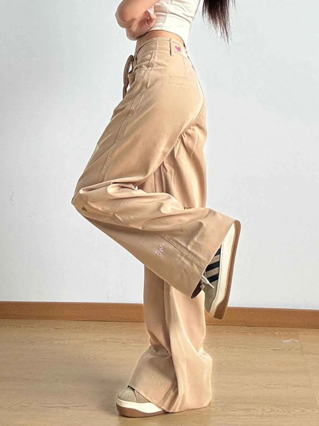 Bow Embroidered Wide Leg Drawstring Casual Pants 834ebd06-c649-4b90-81f4-40b3b7490c01-Max-Origin