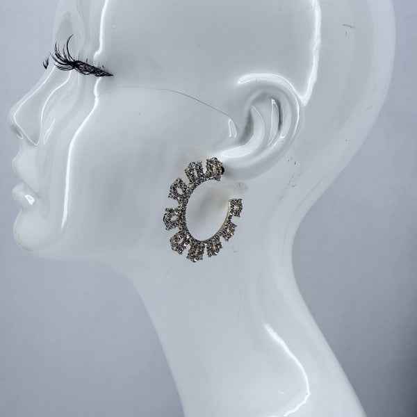 Gold or Silver Finish Clear Rhinestones Round Hoop 83623ce3-bd34-4c56-a978-831519dad884