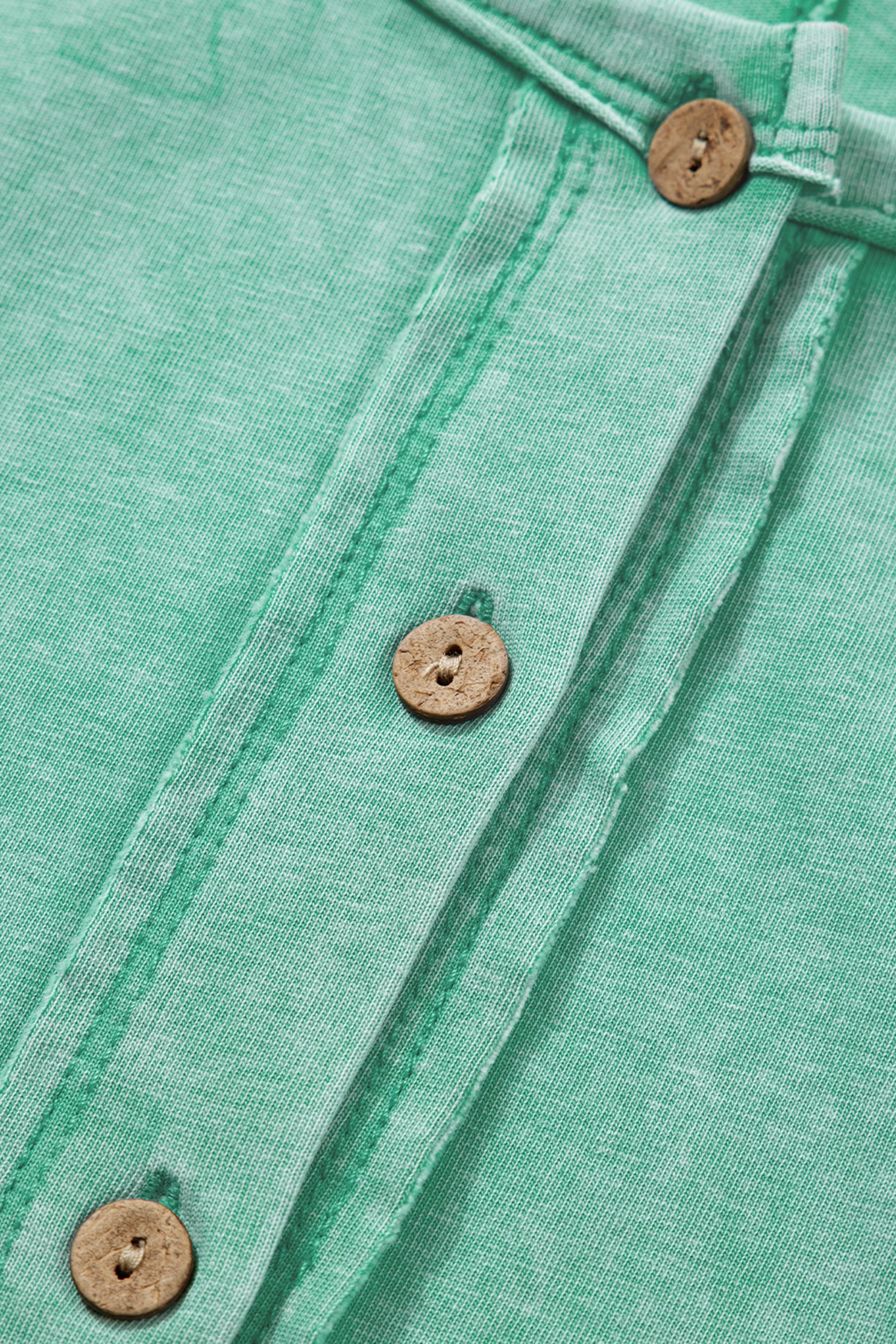 Mint Green Half Buttons Raw Seam Raglan Sleeve Mineral Wash T Shirt 8362479877f988f7