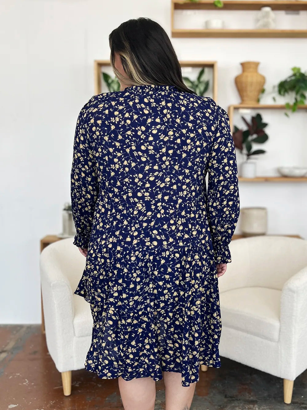 Double Take Full Size Printed Ruffle Hem Long Sleeve Tiered Dress 8362770f-4ed8-4e8c-9df4-dd06218b9436-Max