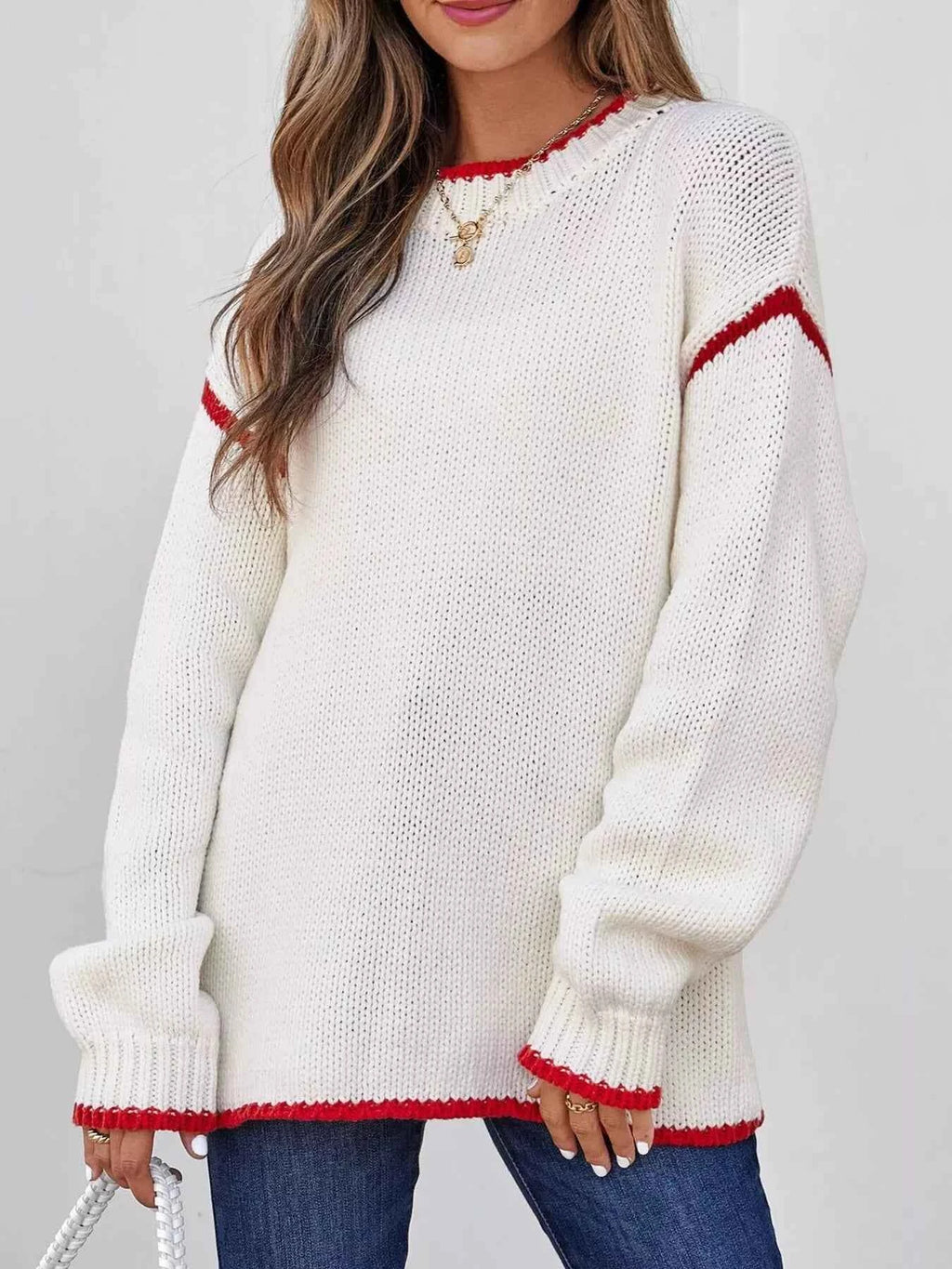 Contrast Trim Long Sleeve Sweater 8369079989294f5a8d77a8123ce93503-Max-Origin