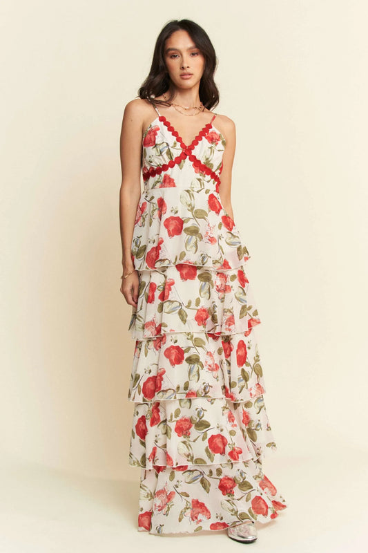 Contrast Ring Lace Layered Ruffle Maxi Cami Dress IVORY RED 83695fbcc75c46a28febb4d8b2275c01-Max-Origin
