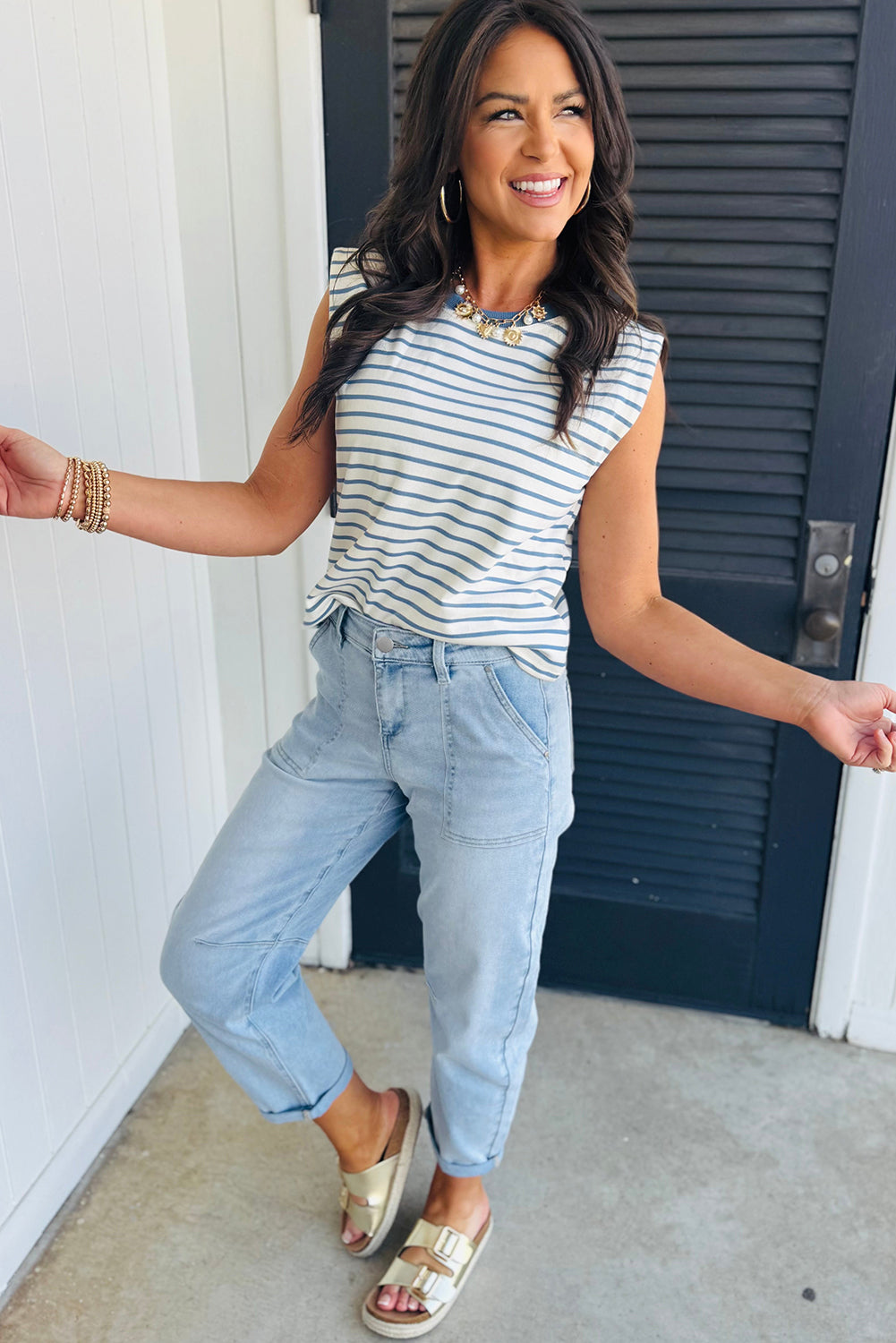 Beau Blue High Rise Relaxed Patch Pocket Jeans 836a9a5972fff2e9