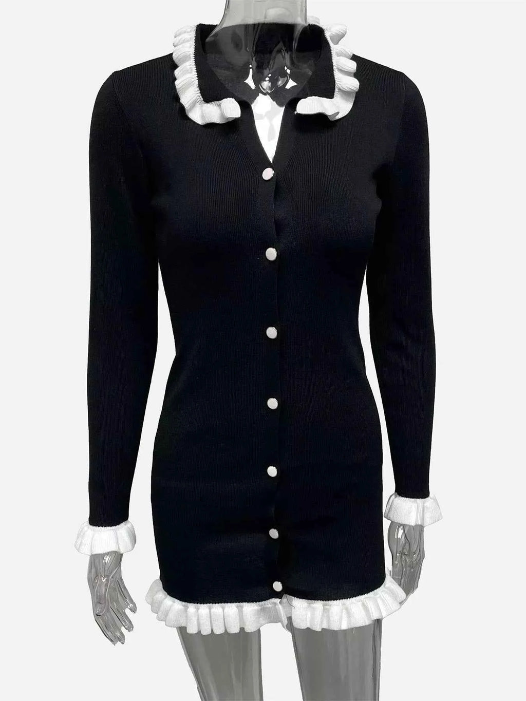 Ruffle Trim Button-Down Sweater Dress 83799336-50d0-4219-ba0a-8bb85382e532-Max-Origin