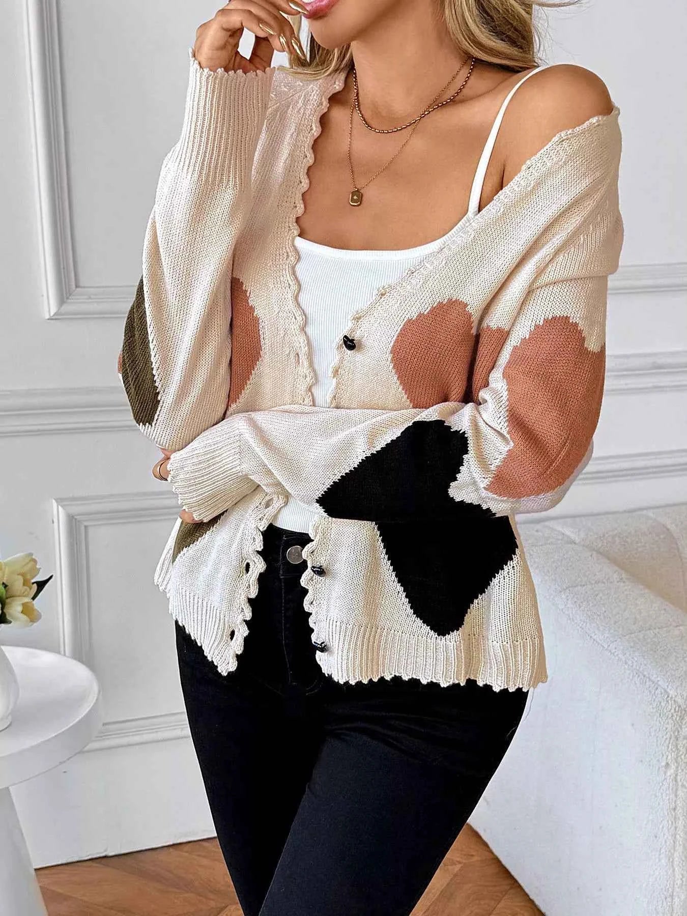 Heart Pattern Button-Up Cardigan 839a9edf-9cf0-4a59-822c-a3672f2e5dda-Max-Origin
