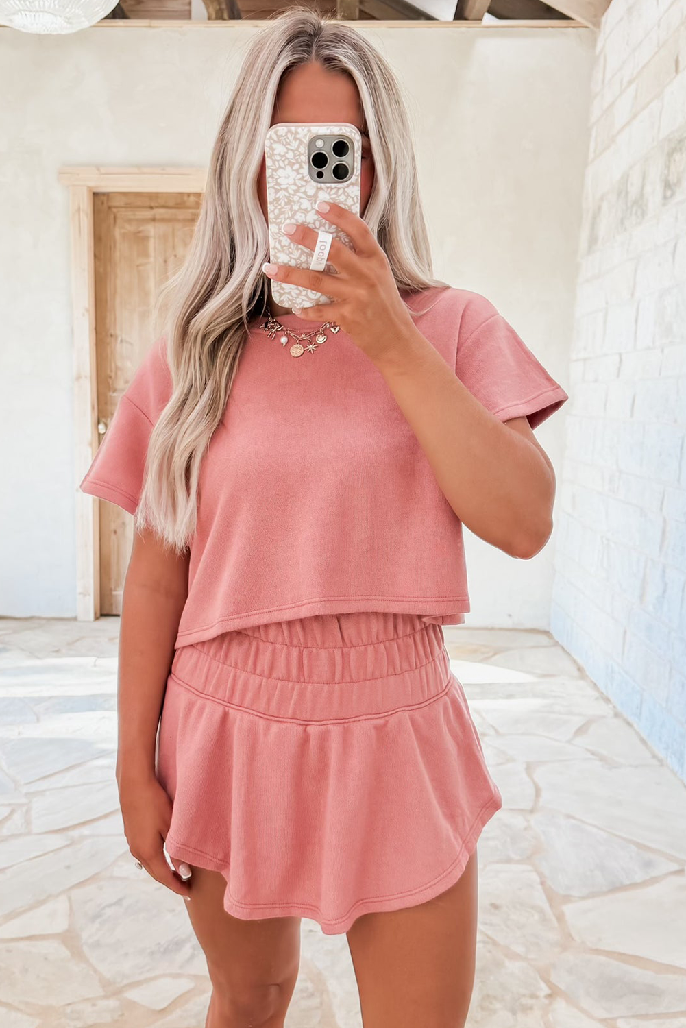 Black Cropped Tee and Ruffle High Waist Skort Set 83a251bb545eaf16