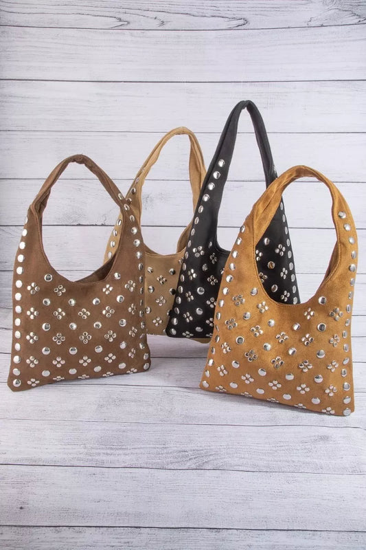 Fame Studded Rivets Hobo Shoulder Bag 83a52f60-090d-4976-9543-e420e64c8b67-Max-Origin