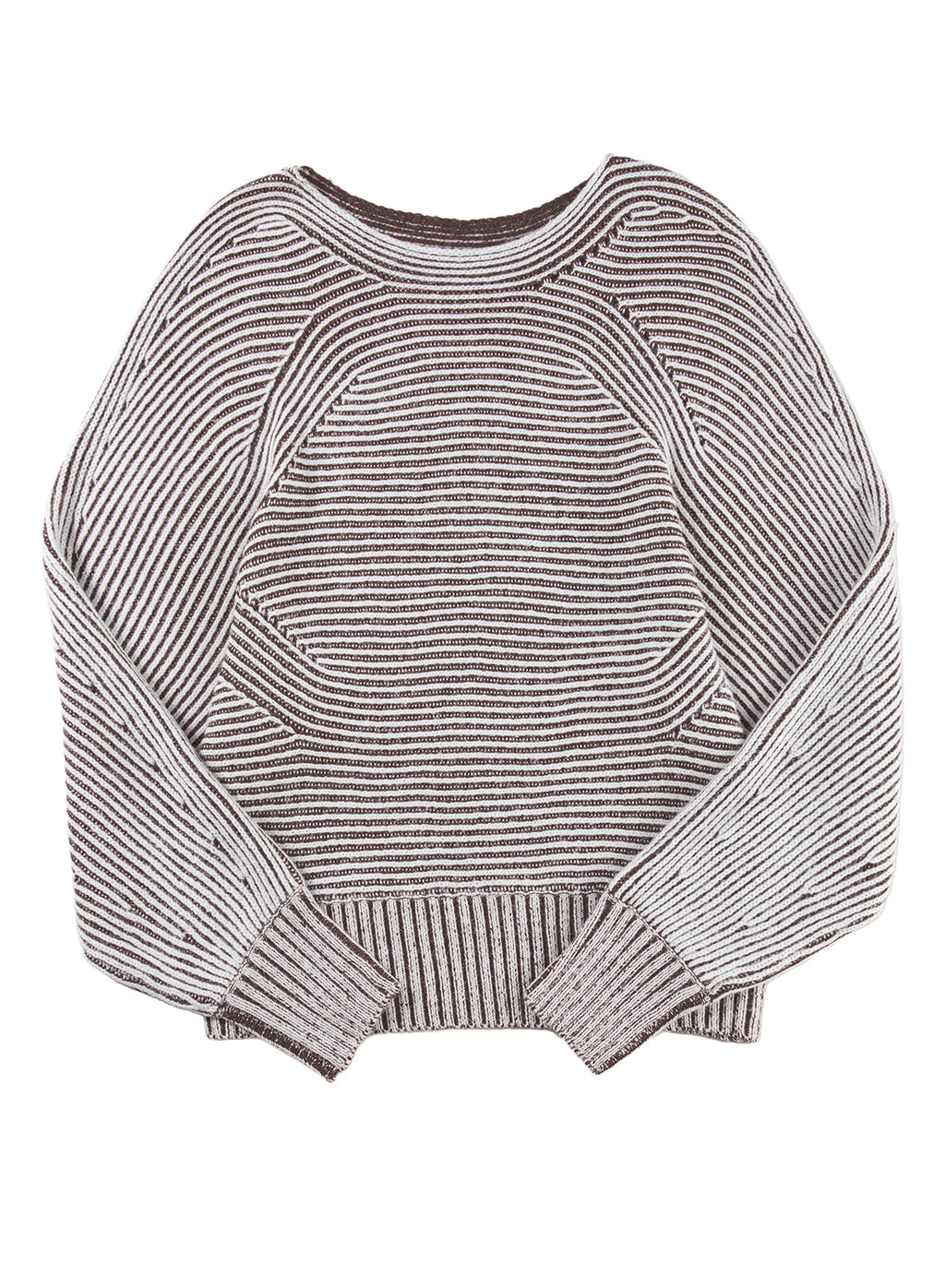 Black Striped Print Ribbed Knit Raglan Sleeve Baggy Sweater 83ac5b0d95f1a483