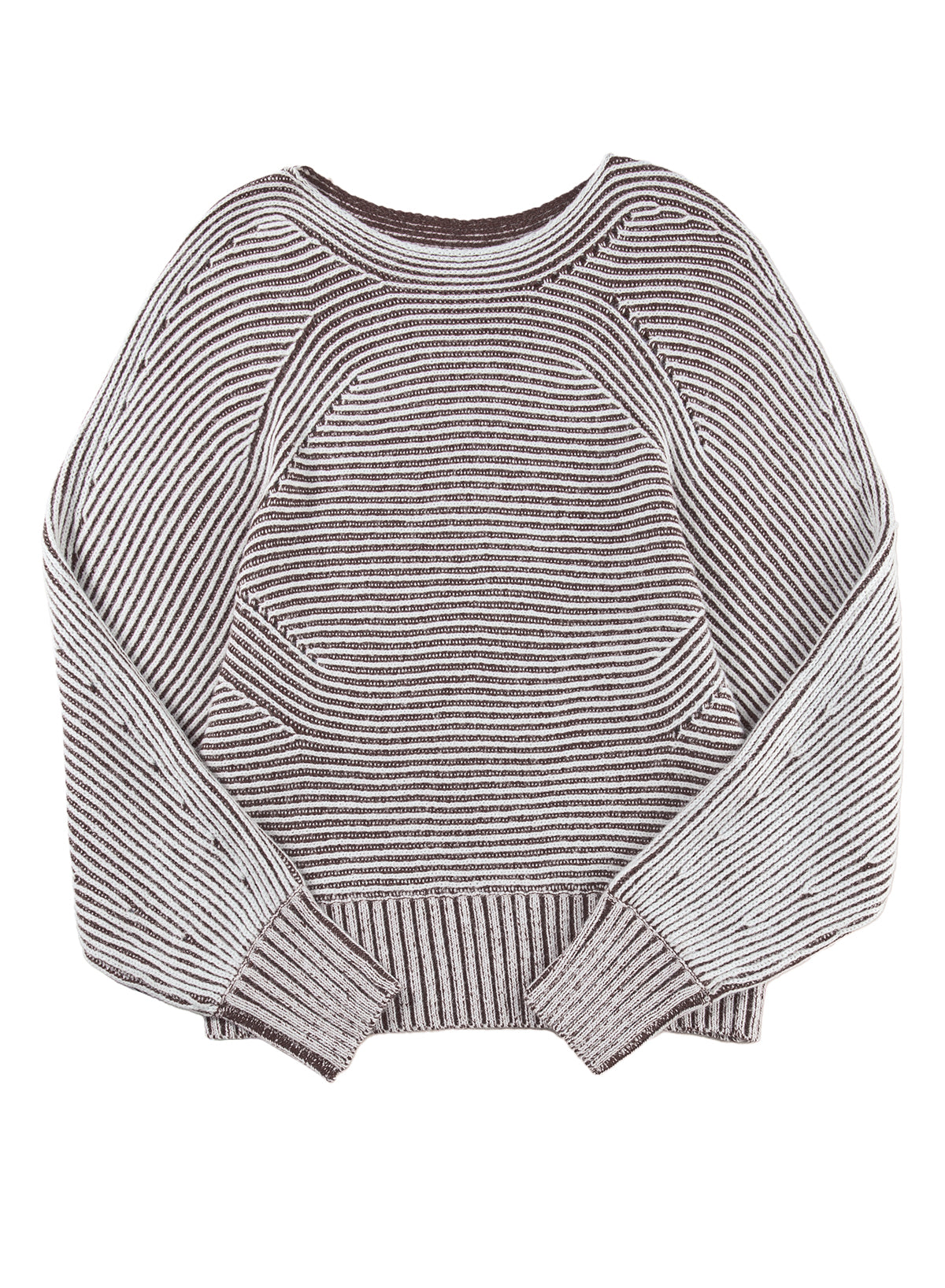 Black Striped Print Ribbed Knit Raglan Sleeve Baggy Sweater 83ac5b0d95f1a483