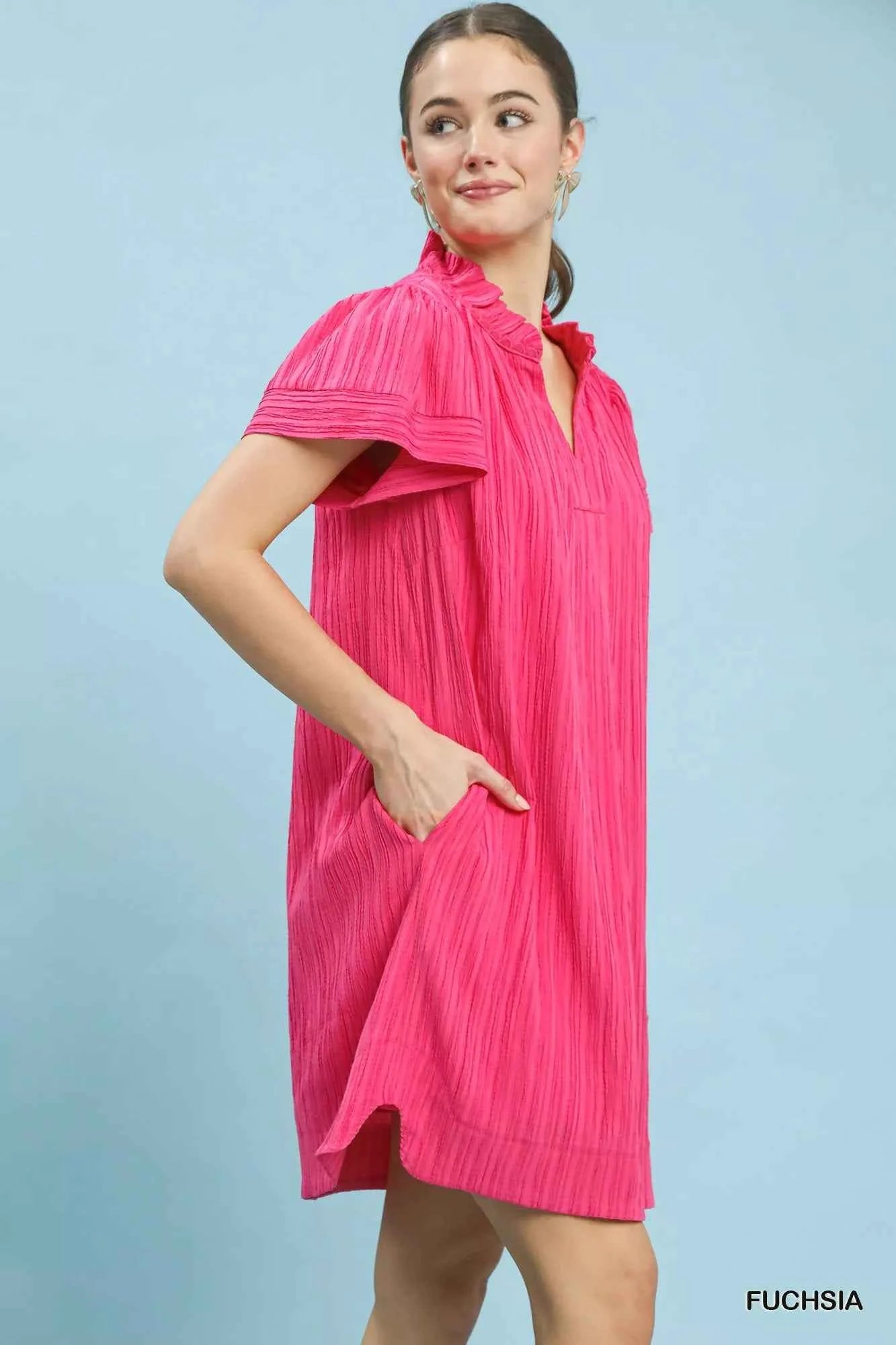 Umgee Flutter Sleeve V-Neck Shift Dress 83bba06d-1f81-4dce-9c94-0620711a35ed-Max-Origin