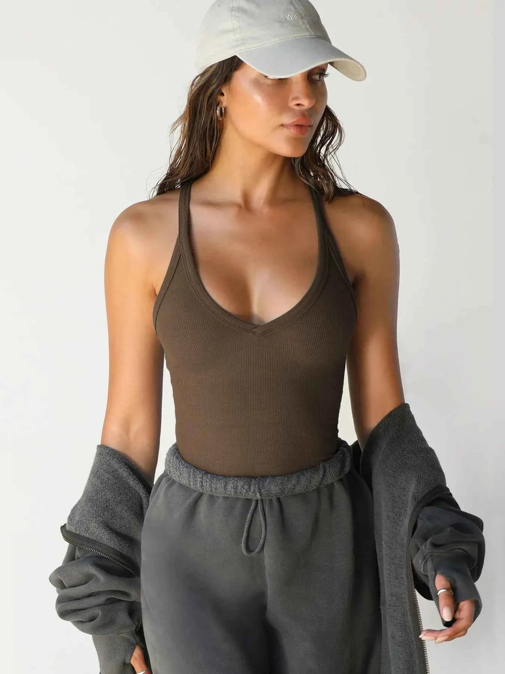 Ribbed V-Neck Halter Tank Top 83c1f3bb70d34eaeb0dd4fbe7040e9da-Max-Origin