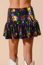 SO ME Mardi Gras Checker Sequins Mini Skirt 83d2afe4a3814a90beb761bf7c8697f3-Max-Origin