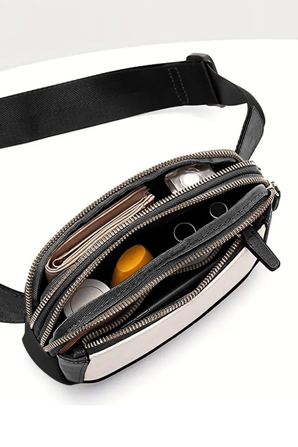 White Color Block Adjustable Belt PU Leather Crossbody Bag 83d3dd1272beacec