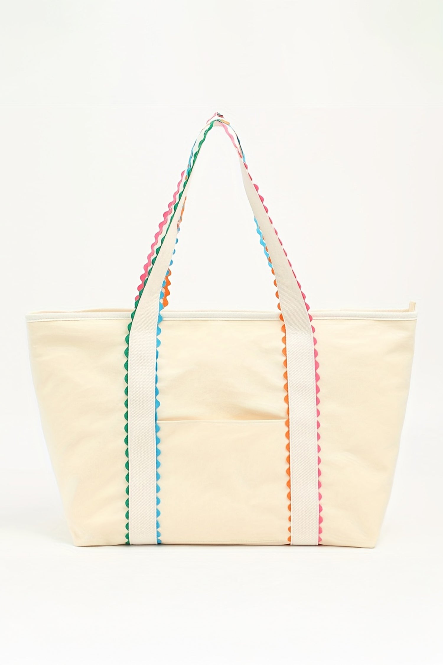 White Colorful Ricrac Detail Canvas Tote Bag 83d4c5b94f1ddfe0