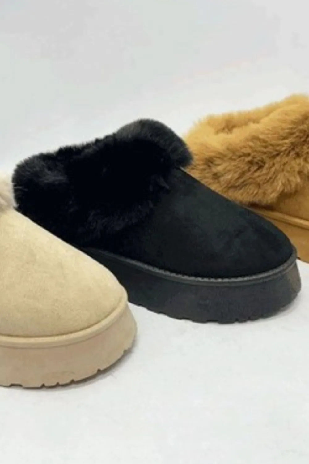 WILD DIVA Faux-Fur Platform Slip On Booties 83dc40da-5776-48bf-9f38-aec0bd75f754-Max