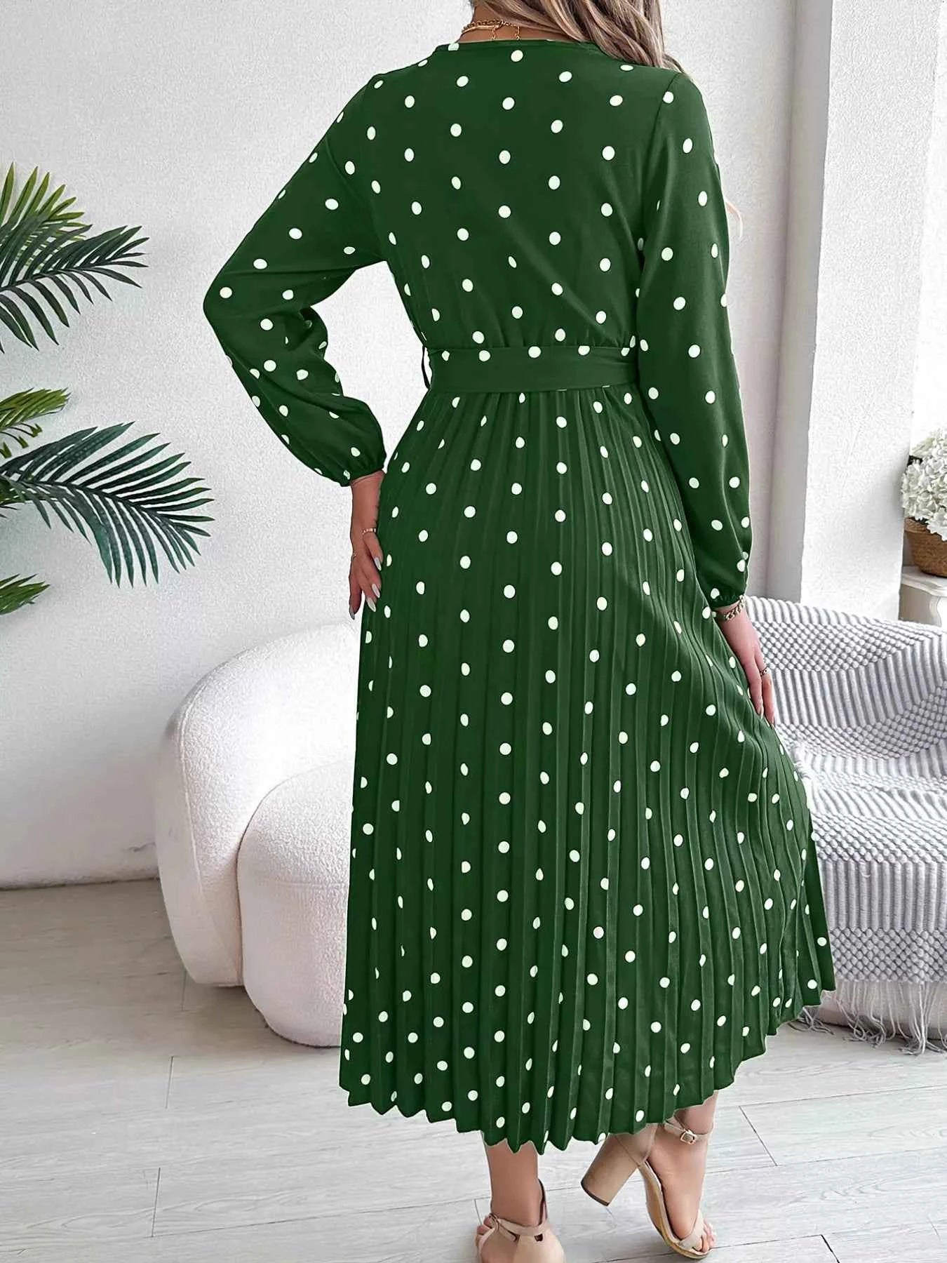 Front Tie Polka Dot Midi Pleated Dress 83f913f2-aefb-4ab0-9c7d-dded0b688b37-Max-Origin
