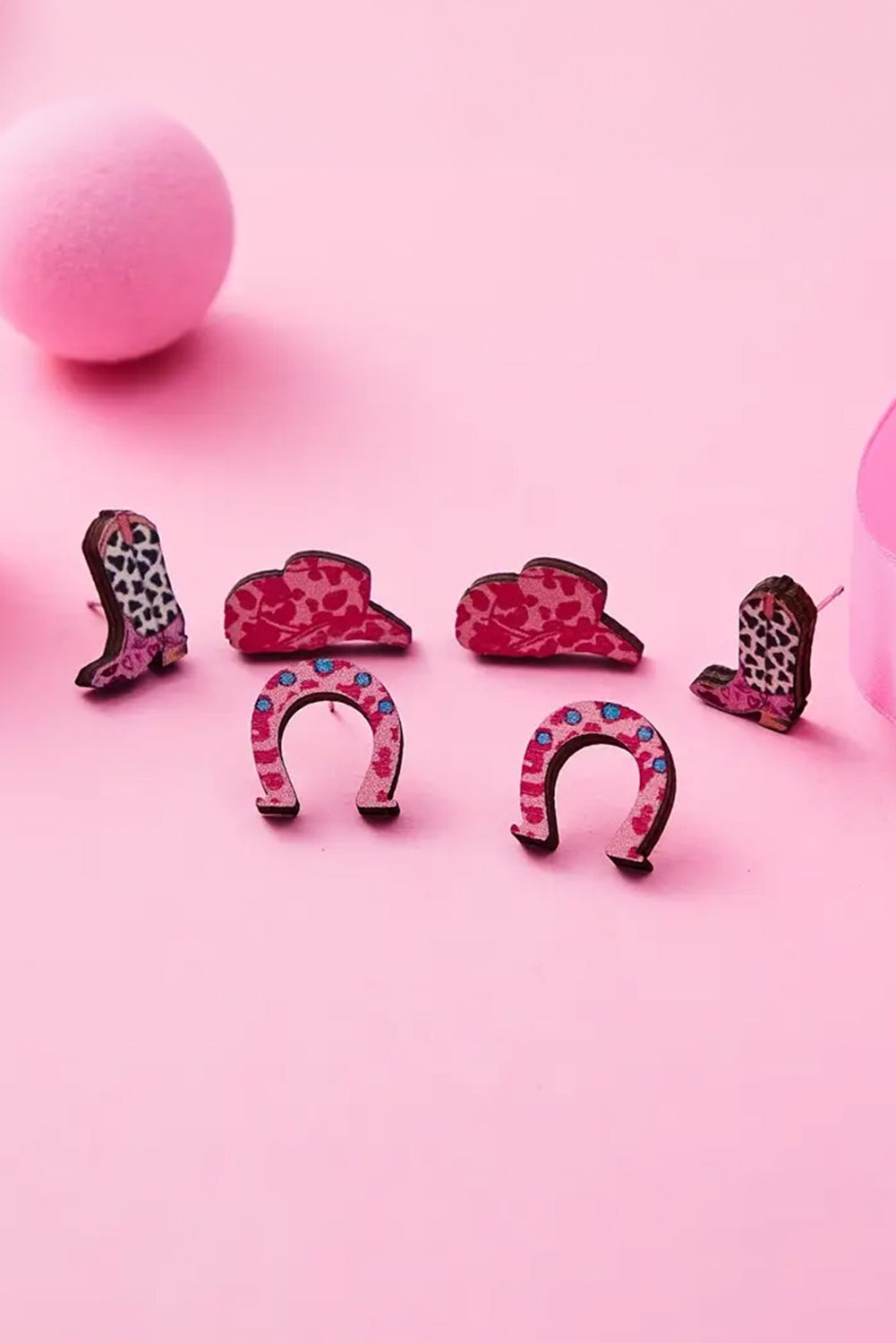 Rose Red 3 Pairs Hats Boots Horseshoes Earring Set 8405547481aa133c