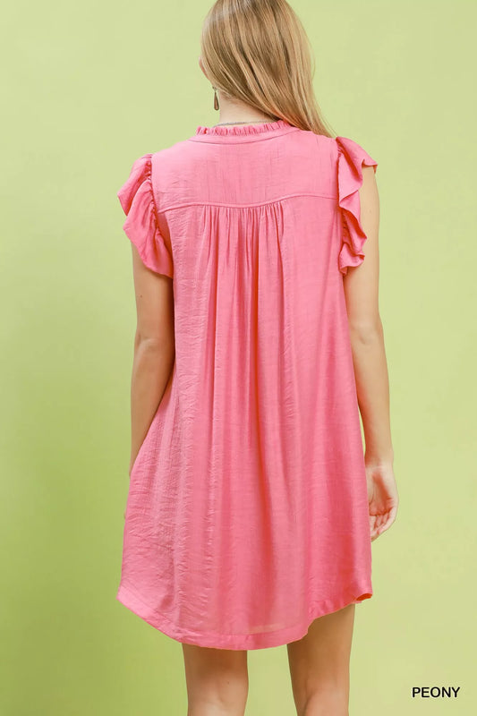 Ruffle Sleeve Henley Shift Dress 8406a5f9-bba2-4acf-b026-120c6f3f7795-Max-Origin