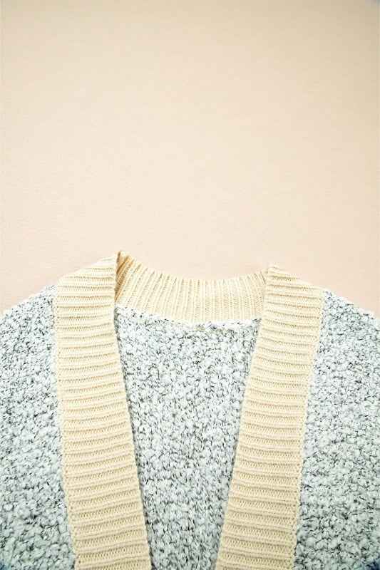 Colorblock Open Front Pocketed Cardigan 84176079-70c5-4f72-b119-24a86a255b0f