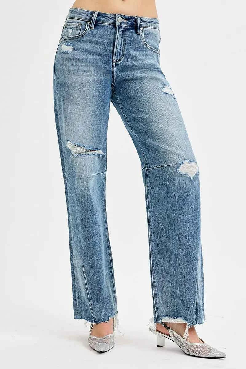 RISEN Full Size Mid Rise Fit Wide Baggy Leg Tie Washed Jeans Plus Size 841c0f15a2574891a3a9f58b48a746a2-Max-Origin