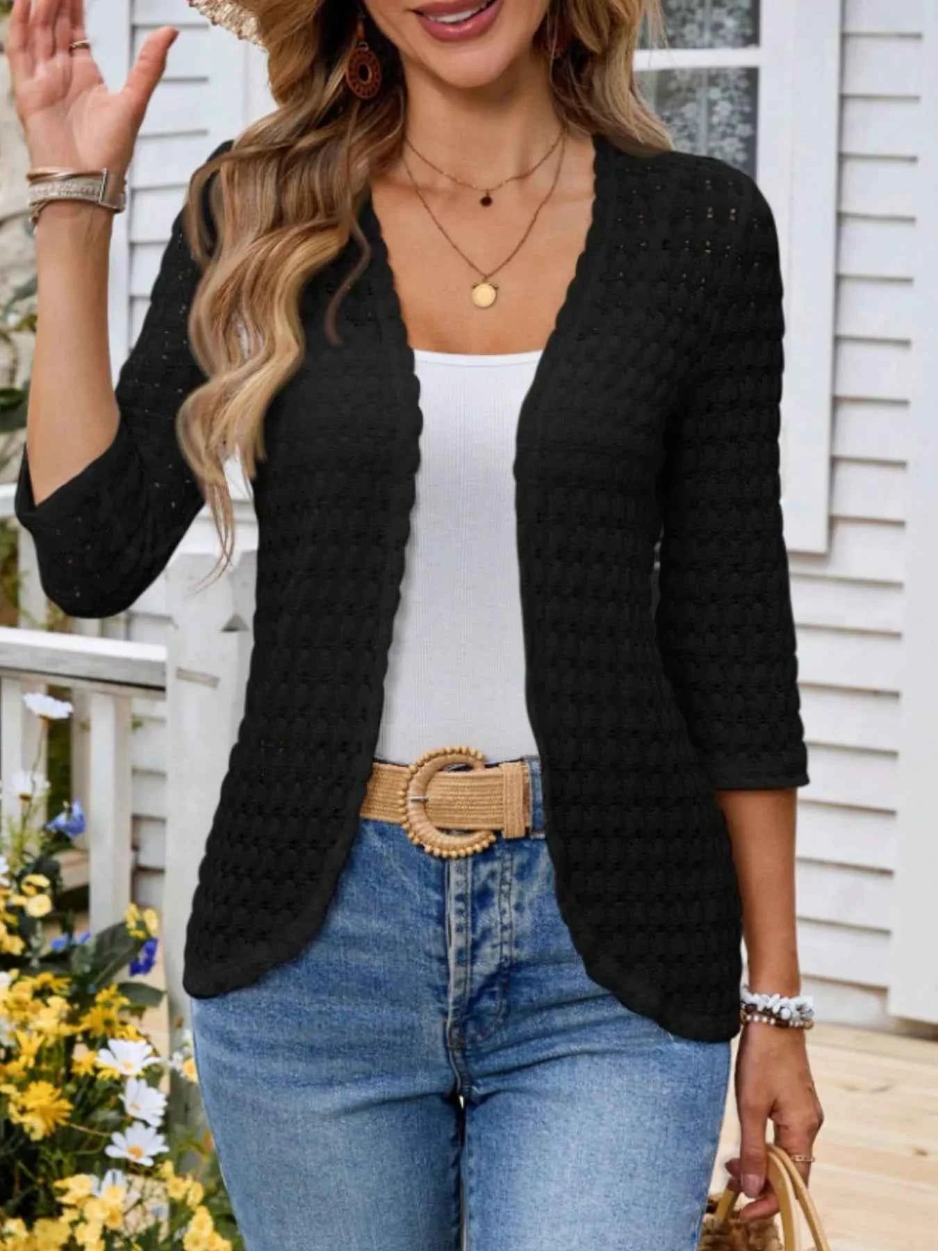 Open Front 3/4 Sleeve Cardigan 841d231d-091d-470f-b7ae-64c6235360b6-Max-Origin