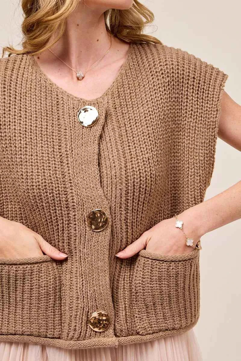 SO ME Big Metal Button Front Sweater Vest 841faf0e741b4da2960bd3d9e607dd91-Max-Origin
