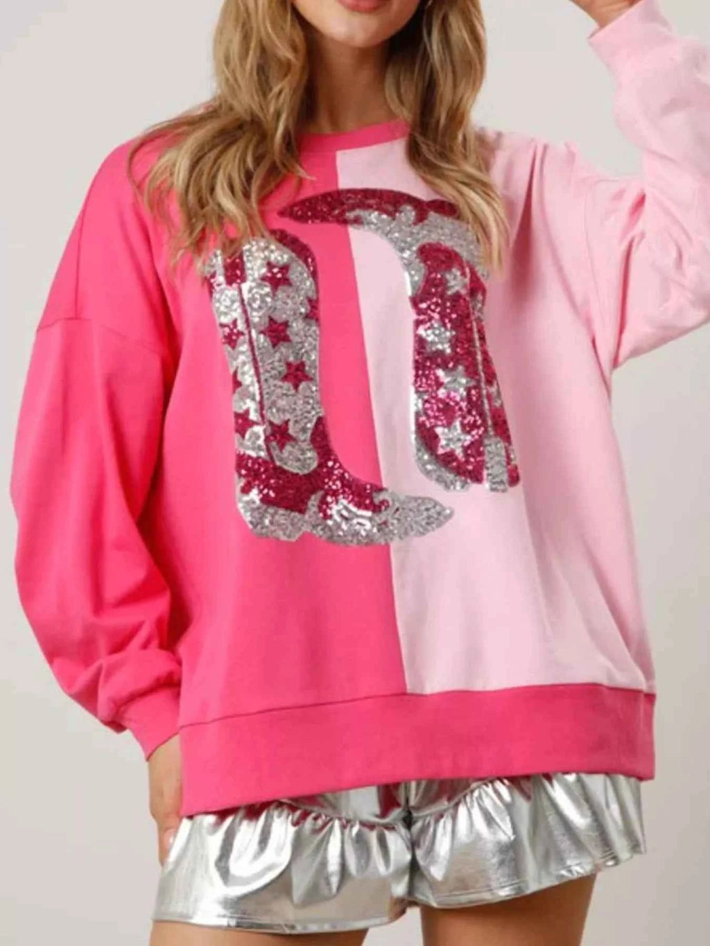 Sequin Boots Color Block Sweatshirt Double Color Matching 84260d31-1766-4416-bf35-20232da67d4f-Max-Origin