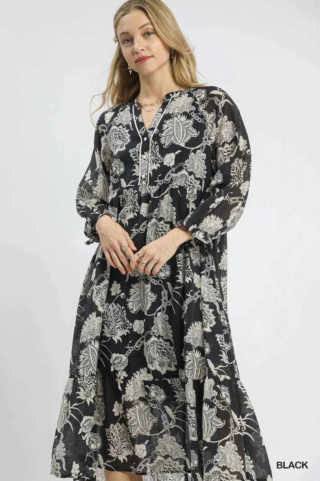 Umgee Floral Print Boho Midi Dress 843b3b48-faa5-4db3-af03-47275cb327f9-Max-Origin