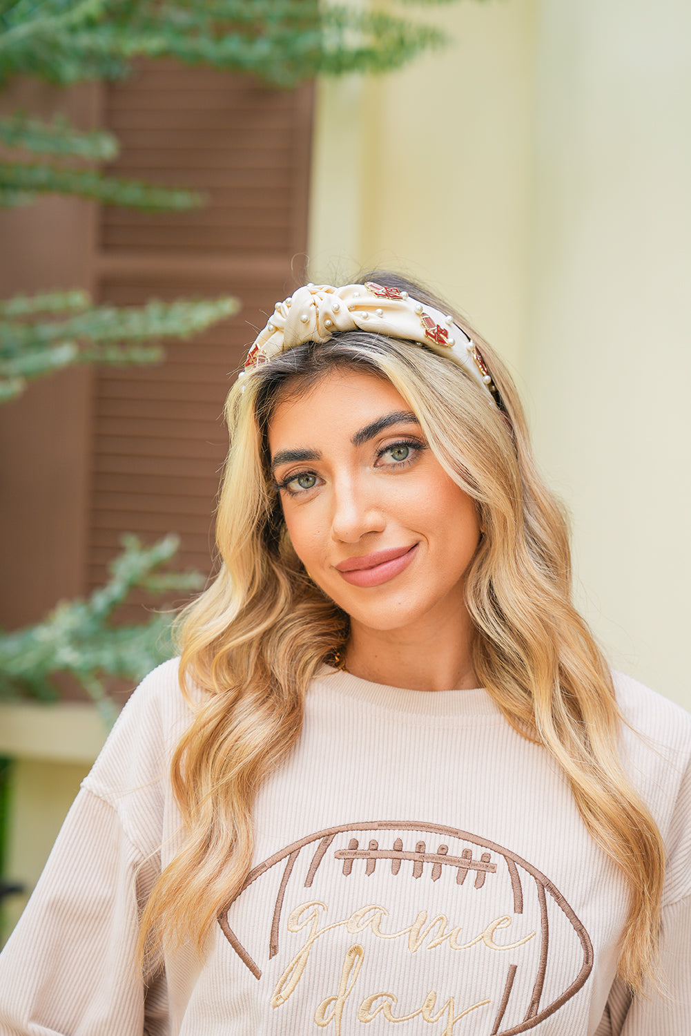 White Game Day Love Pearl Headband 843cac3554a36a50