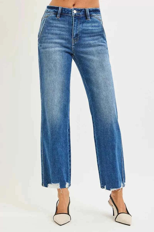 RISEN High Rise Ankle Straight Distressed Hem Detail Jeans 8440ced61af046679e7dbf1707187d24-Max-Origin
