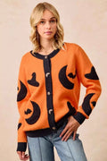 BiBi Halloween Witch Hat Moon Bat Artwork Cardigan ORANGE BLACK 84439fcd7cec429982ddcf529dbf7257-Max-Origin