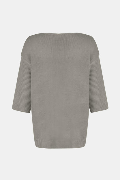 V-Neck Three-Quarter Sleeve Knit Top