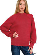 Zenana Viscose Mock Neck Exposed Seam Sweater H RED 846a4a43af9246f692441ee28e6076c9-Max-Origin