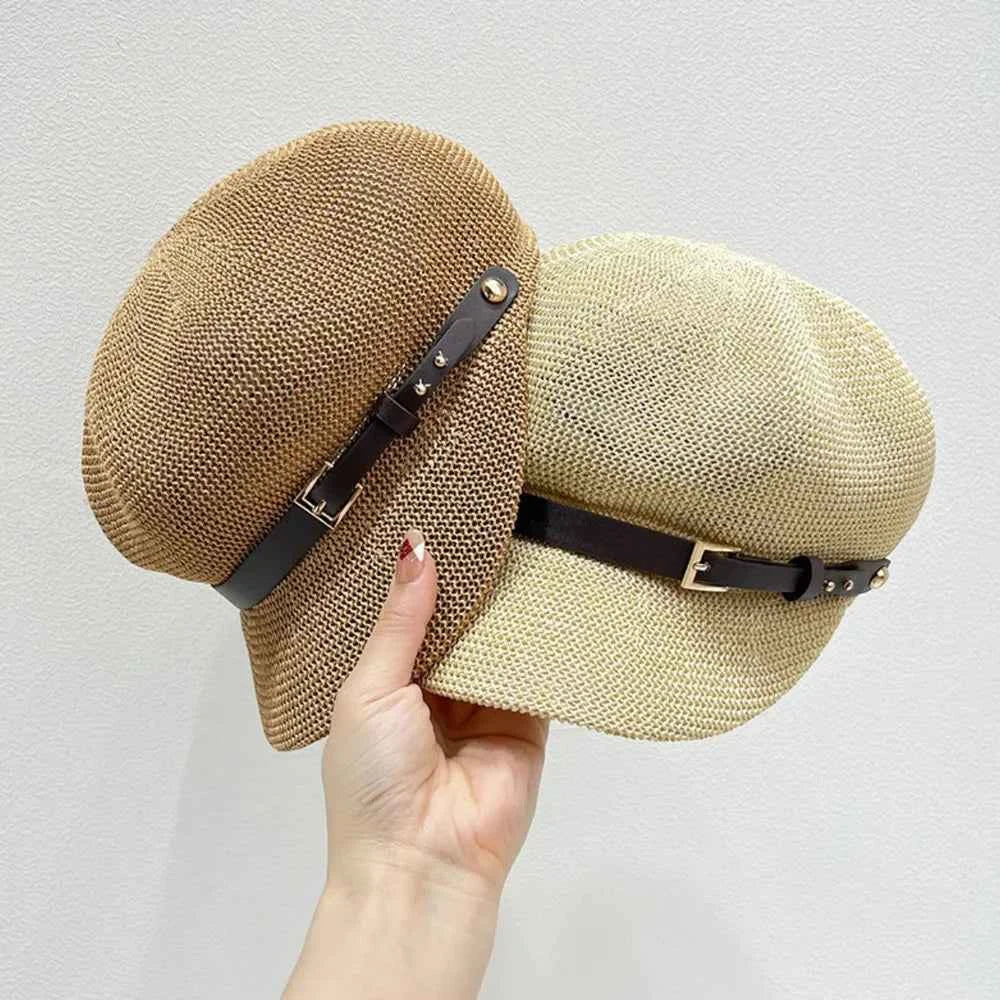 Straw Woven Buckle Hat Khaki One Size 847d70e1-197f-47a5-bc69-09788b5ee754-Max
