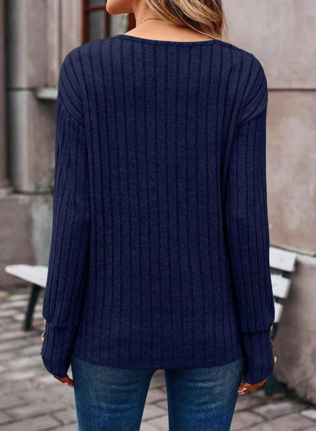 Ribbed Knit V-Neck Top 84827a9c-3d7c-4ccd-83dc-4f485dddbb7c-Max-Origin