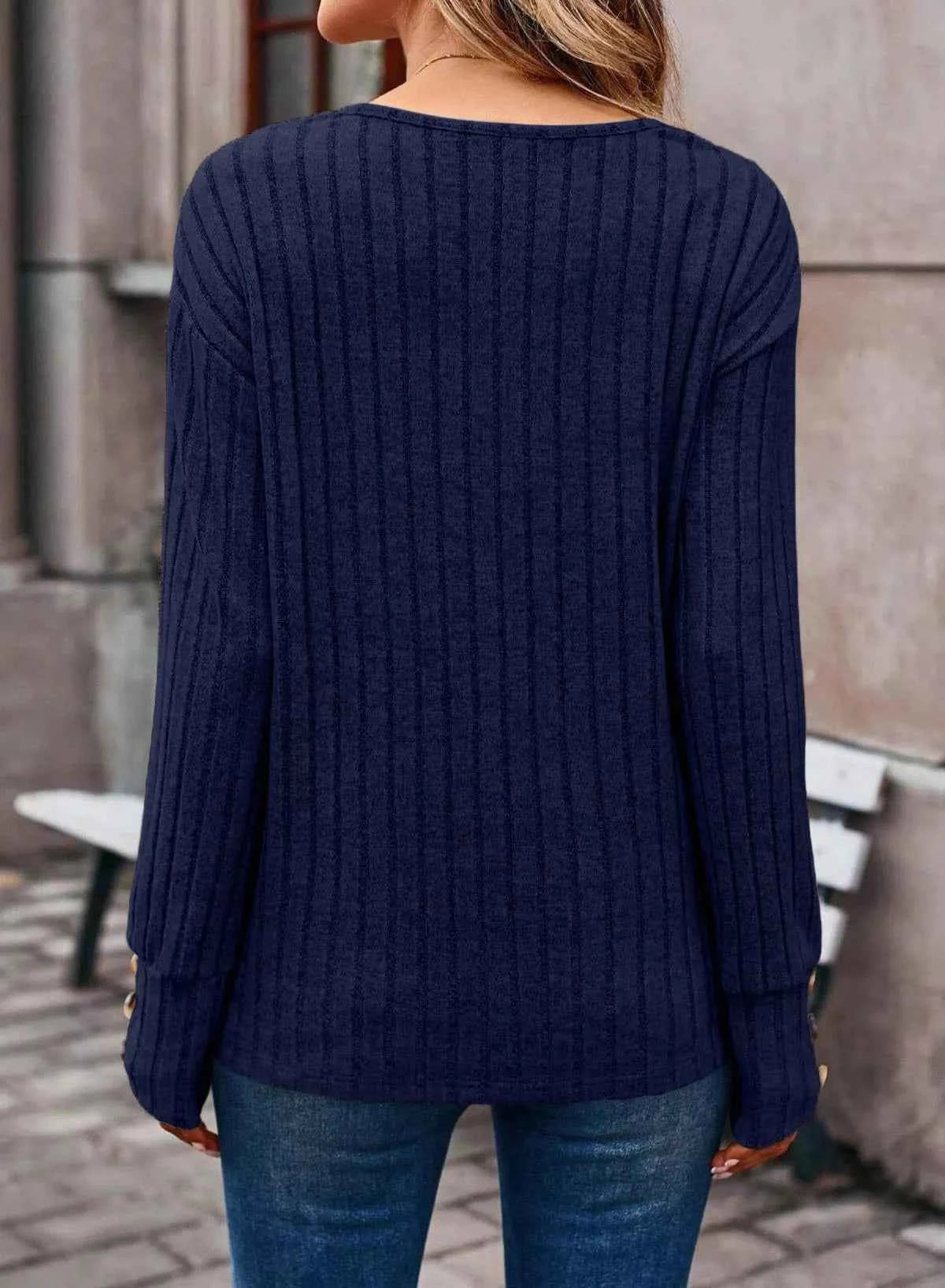 Ribbed Knit V-Neck Top 84827a9c-3d7c-4ccd-83dc-4f485dddbb7c-Max-Origin