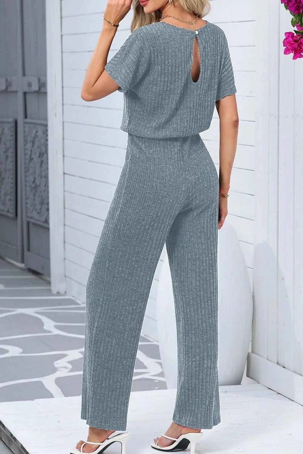 Ribbed Short Sleeve Wide Leg Jumpsuit 849386ee-5a2c-494e-afef-a2da721cf2bd-Max-Origin