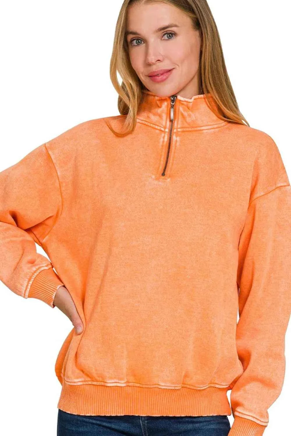 Zenana Acid Wash Fleece Half Zip Pullover Sweatshirt 849c205d-99e5-4e7c-b64d-6cdb3163fa04-Max-Origin