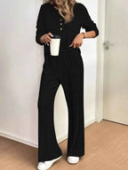 Plus Size Ribbed Knit Button-Front Top and Pants Set 84b4c9195e934526bf86972cff6eeb56-Max-Origin