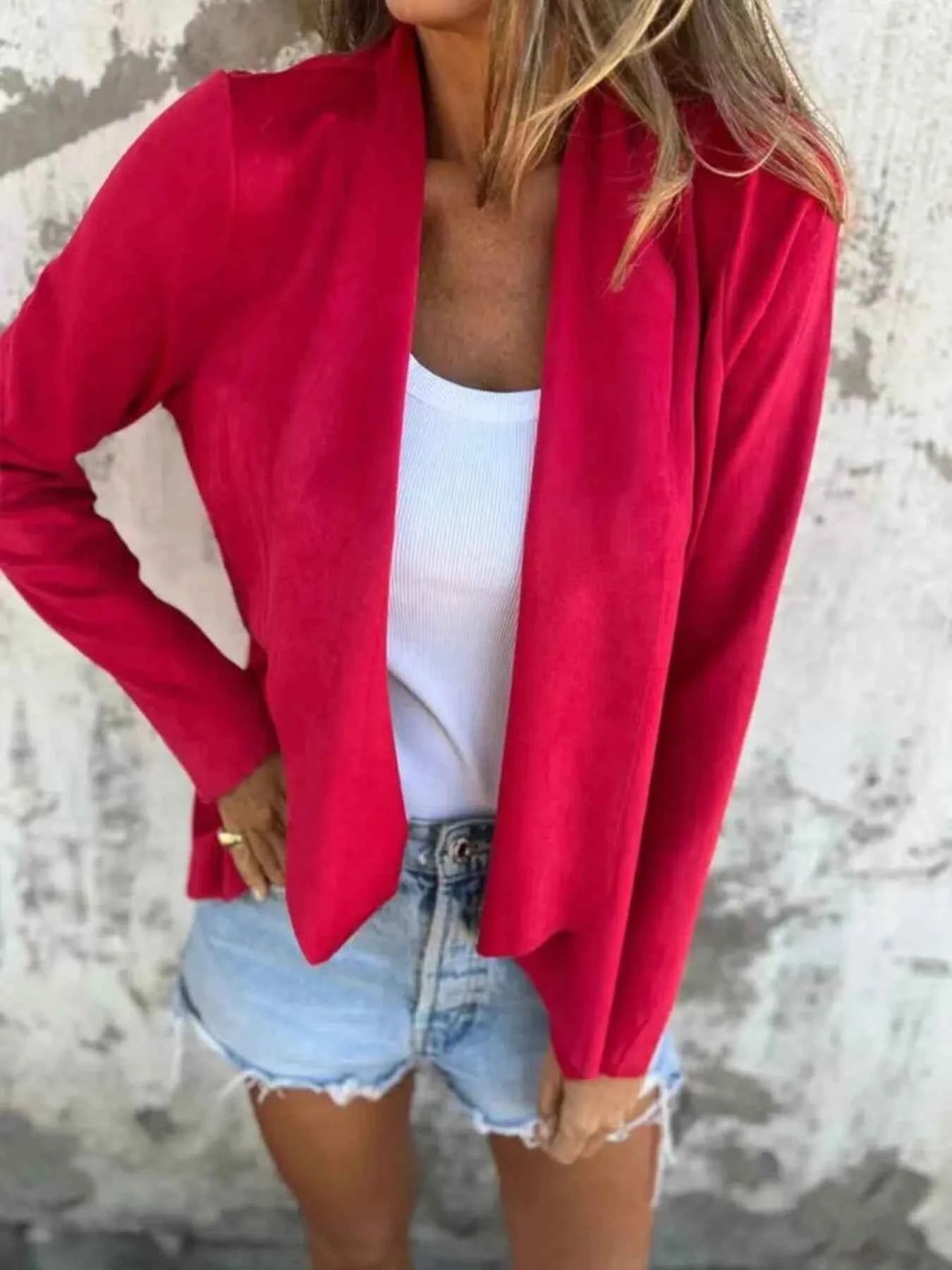 Full Size Open Front Casual Cardigan Plus Size Red 84b65dd8041e433cb6d34586f4aa8e39-Max-Origin
