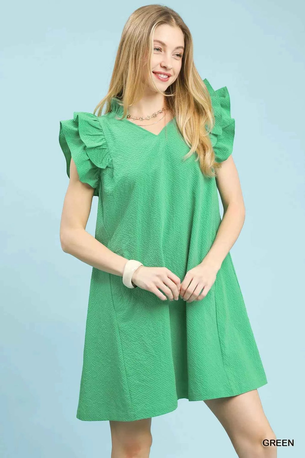 Umgee Seersucker Ruffle Shift Dress 84c9067e-5c88-49be-b0ce-3fcd05edfe6a-Max-Origin