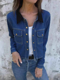 Snap Down Denim Jacket with Chest Pockets Blue 84cc7174b4a14bd9867631d42f7ba549-Max-Origin