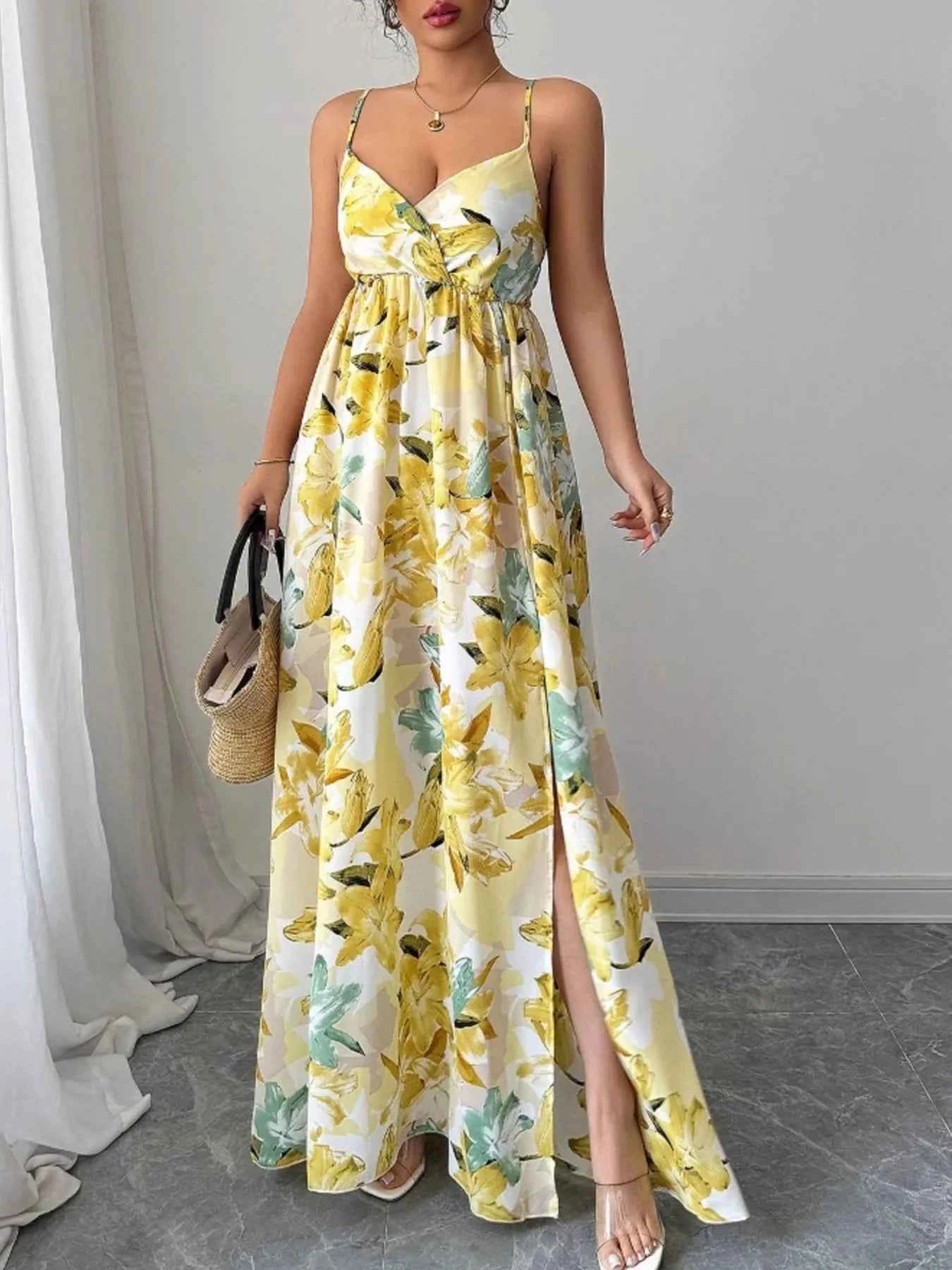 Floral Print Maxi Cami Dress with Side Slit 84d53ec8-b403-43c3-aa3a-8bb0bb70c2a0-Max-Origin