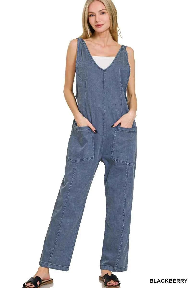Zenana Casual Adjustable Strap Baggy Jumpsuit With Pocket BLACKBERRY 84d9442f19954de2be1beafbe9159c0f-Max-Origin